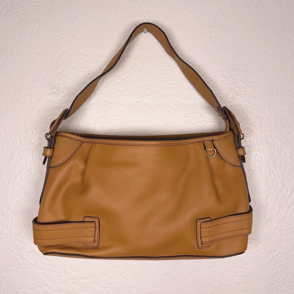 Etienne Aigner Tan Leather Shoulder Bag Gold Hardware Minimalist Medium